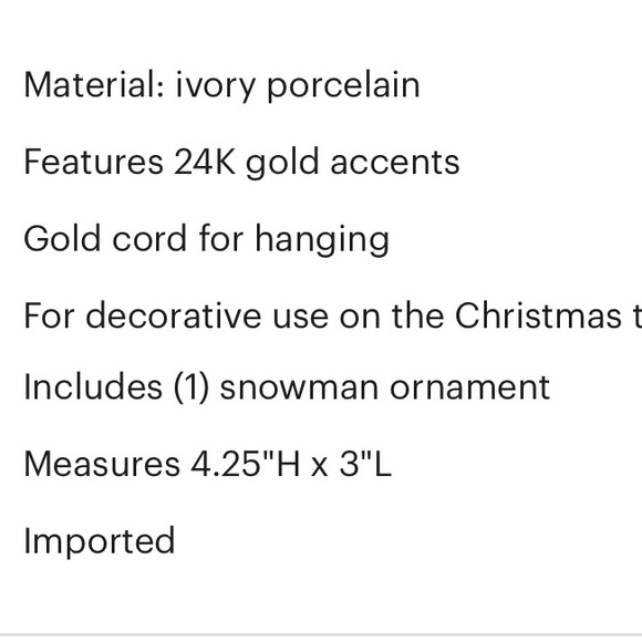 Lenox Porcelain Snowman Ornament With 24k Gold Accents New In Box - Picture 9 of 9